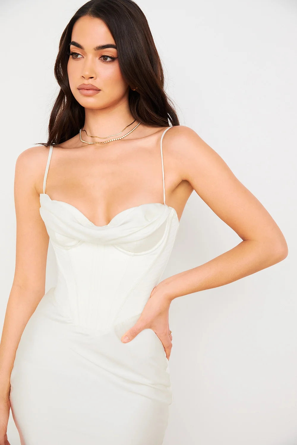 ivory corset slip dress