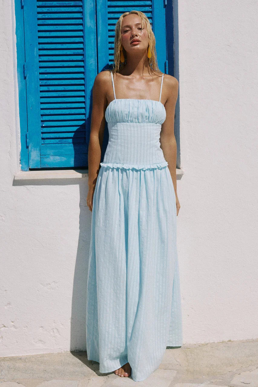 KEILY SQUARE NECK MAXI DRESS BLUE