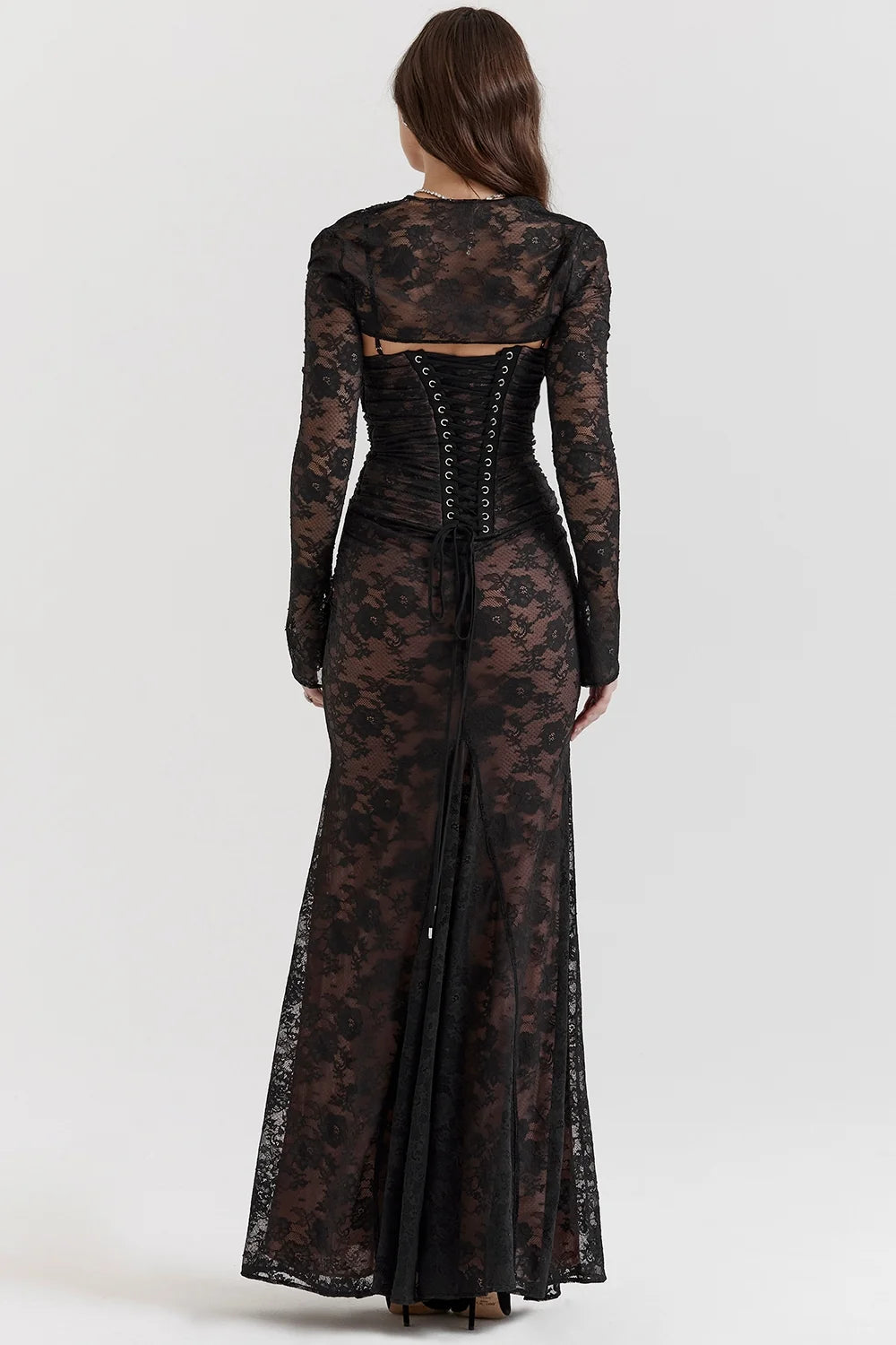 black lace maxi dress