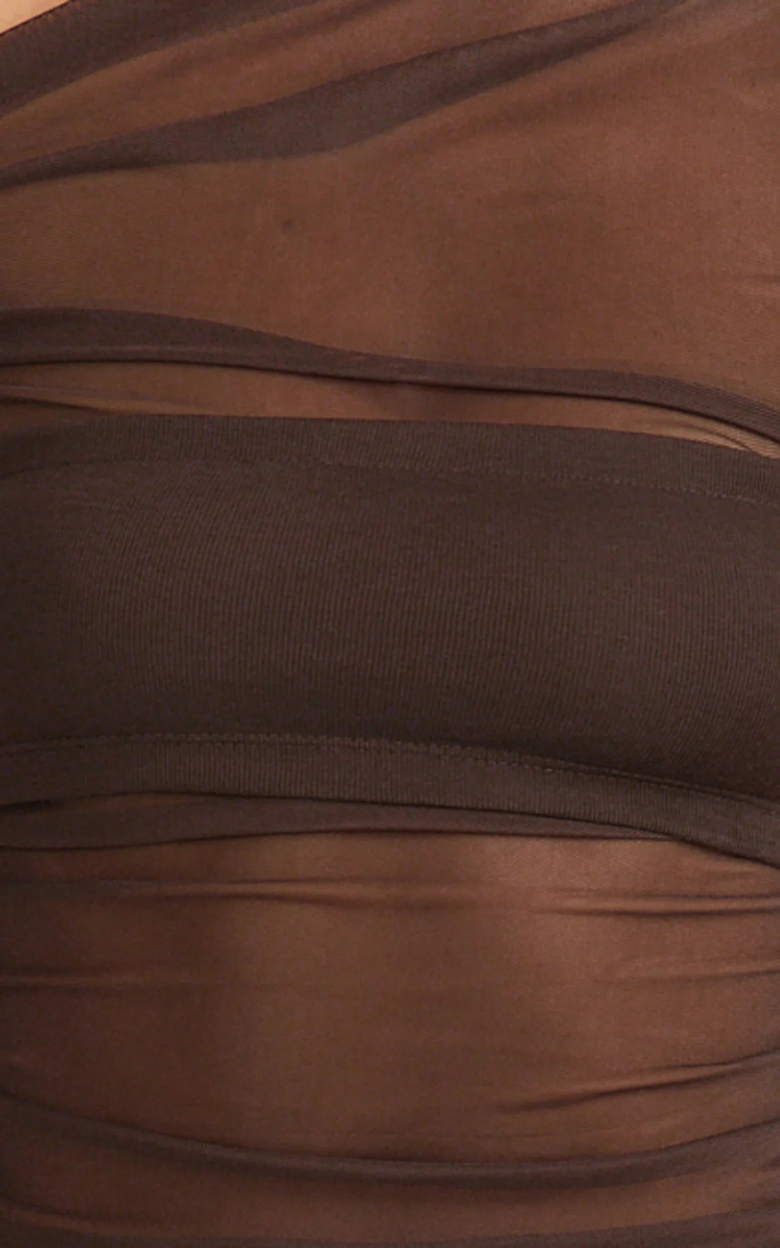 Astrid Midi Dress Asymmetrical Off Shoulder Tie Detail Dress in Chocolate