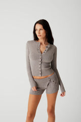 Nolan Cable Cloud Knit Mini Short Dark Pearl