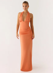 Ilaria Halter Maxi Dress Apricot