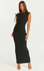 Belle Maxi Dress Tie Shoulder Detail Dress in Black