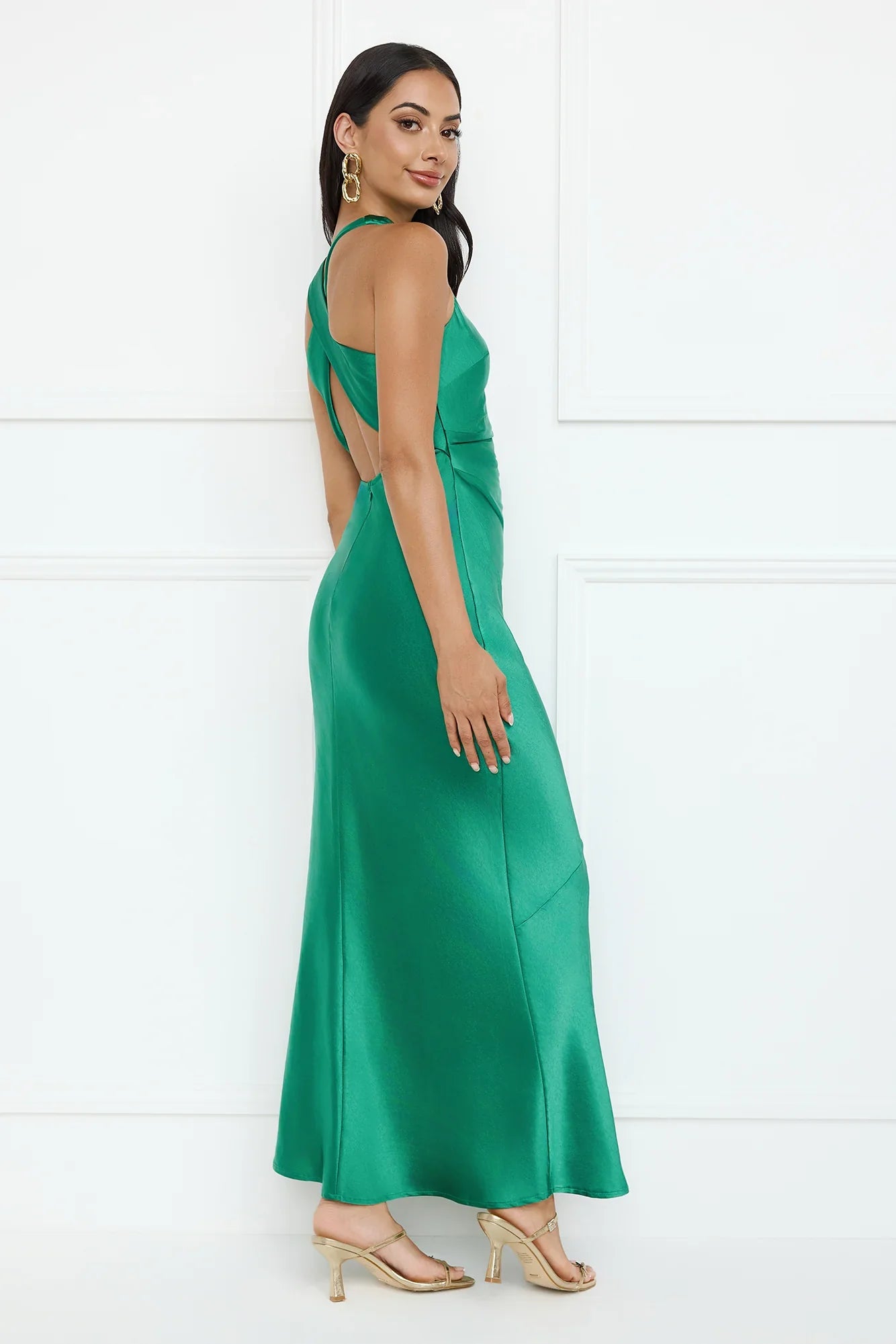 Eden Satin Maxi Dress Green