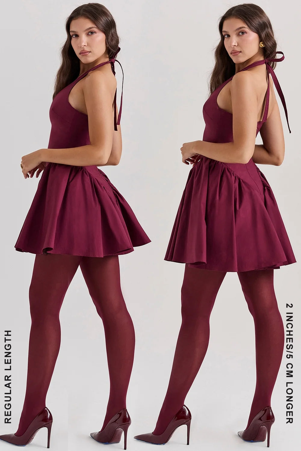 wine halter mini dress