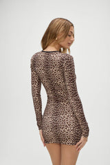 Chelsea Long Sleeve Mini Dress Cheetah