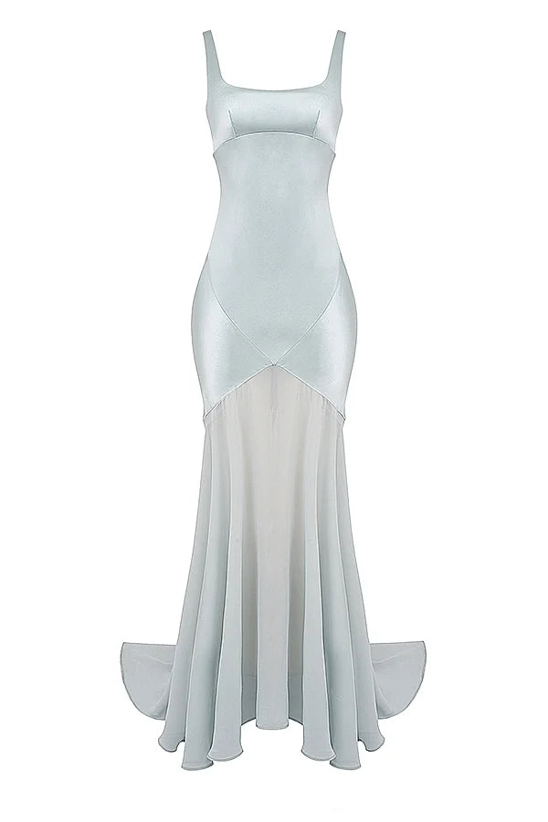 pistachio chiffon floor length gown