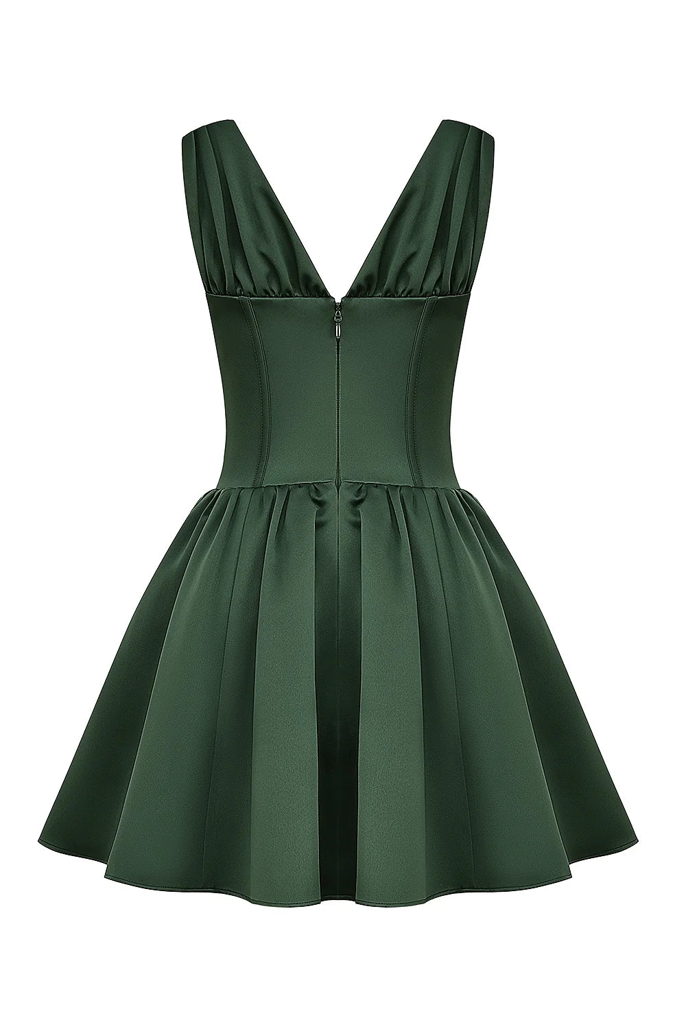 forest green satin mini dress