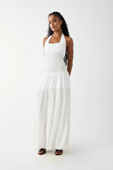 River Halter Maxi Dress White