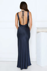 Seen For You Cowl Neck Satin Maxi Dress Dark Navy