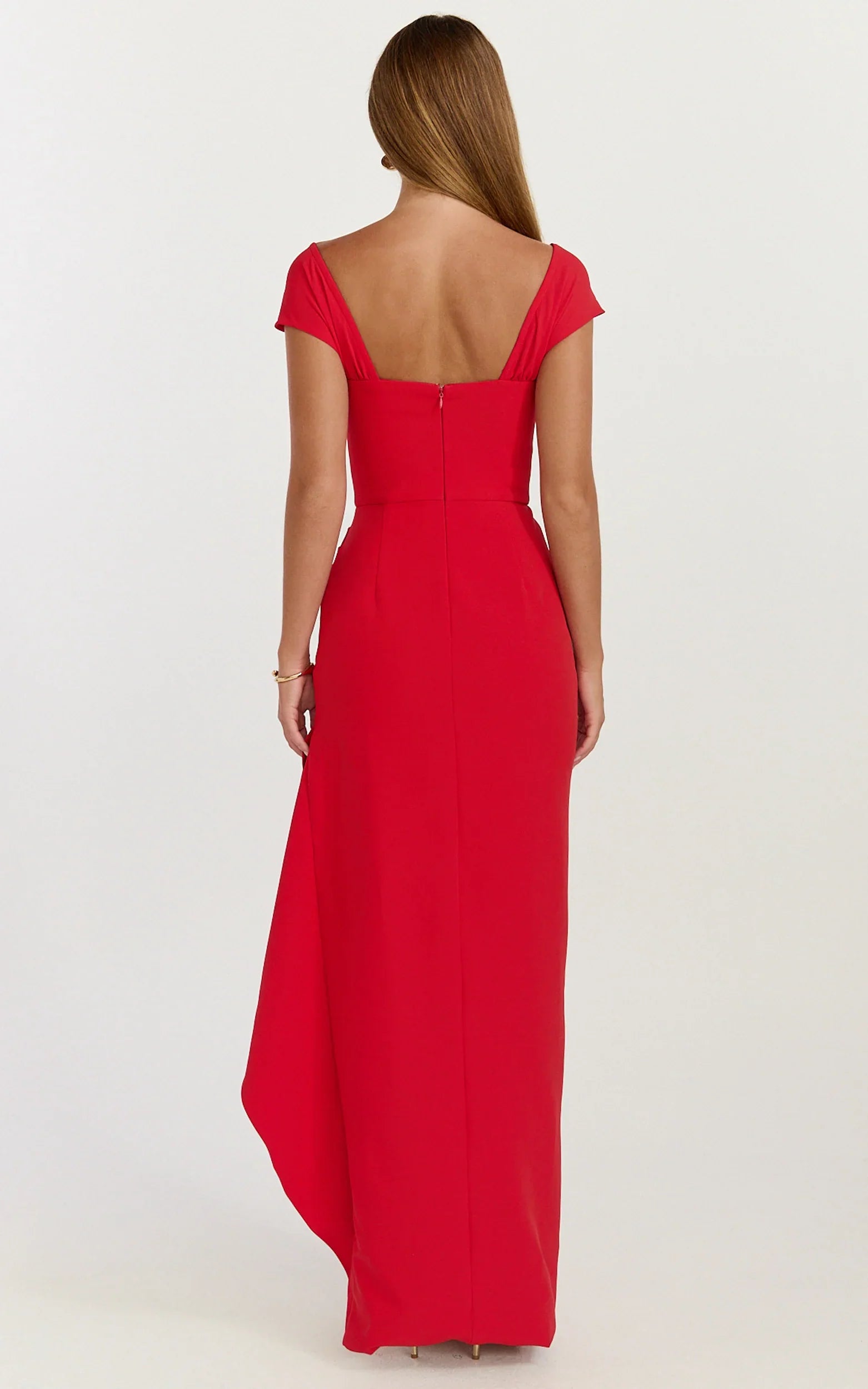 Skye Maxi Dress V Shaped Neckline Short Sleeve Dress in Red