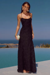 ELLERBY FRILL TRIM MAXI DRESS BLACK