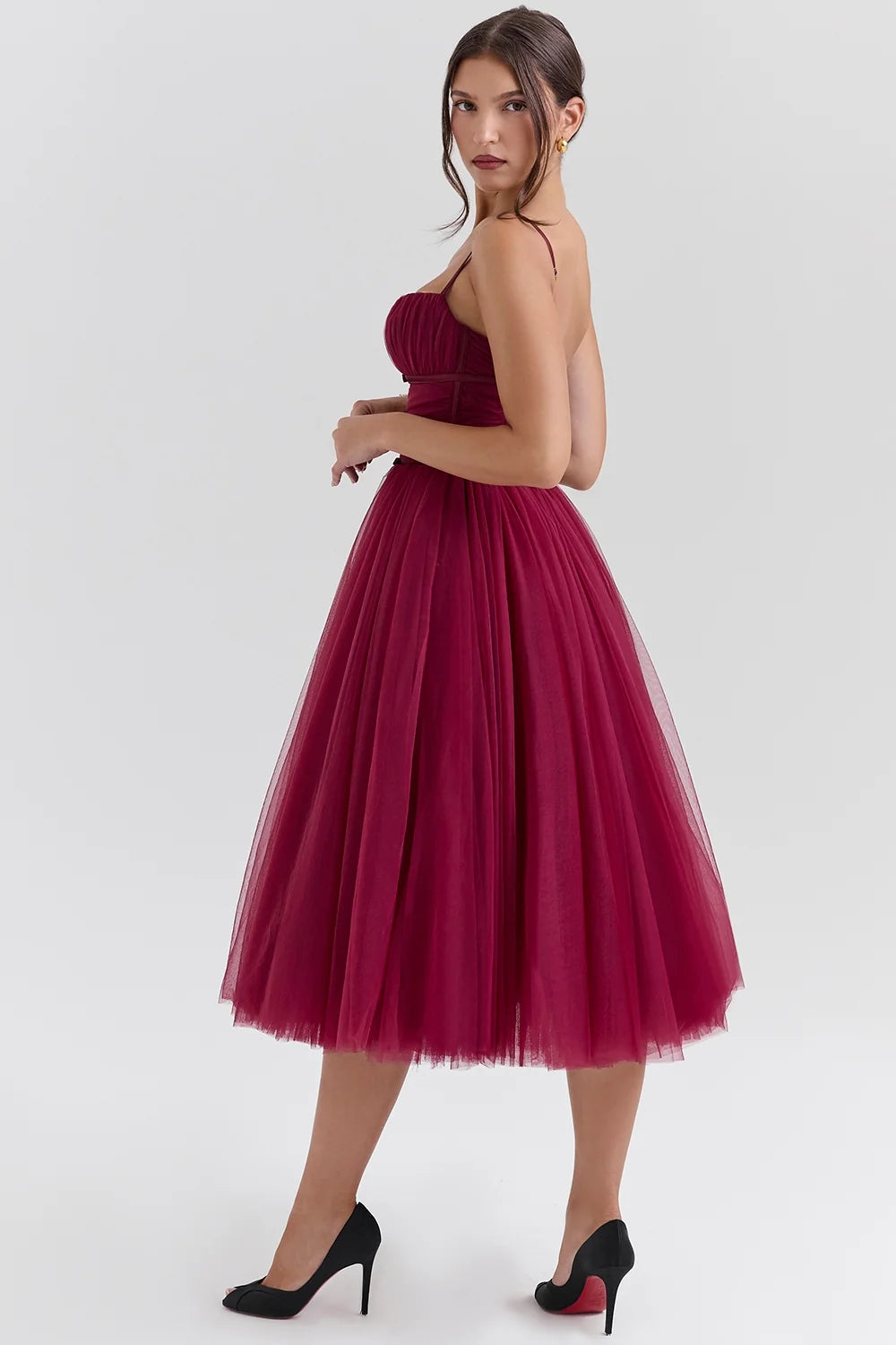 cabernet tulle midi dress sale