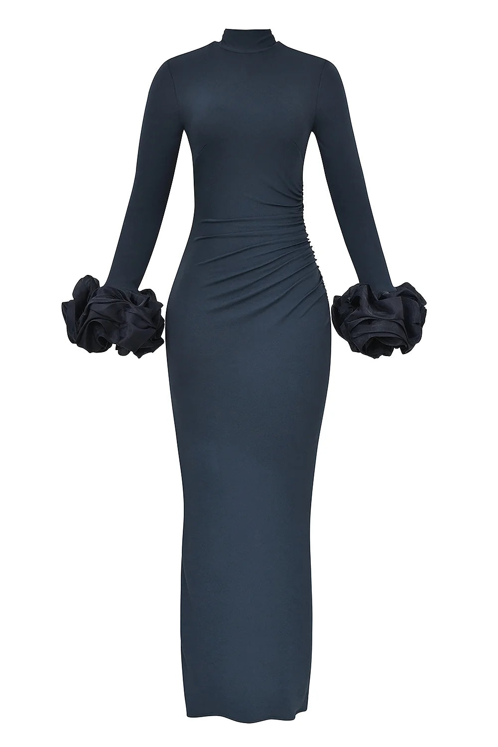 midnight ruffle sleeve maxi dress
