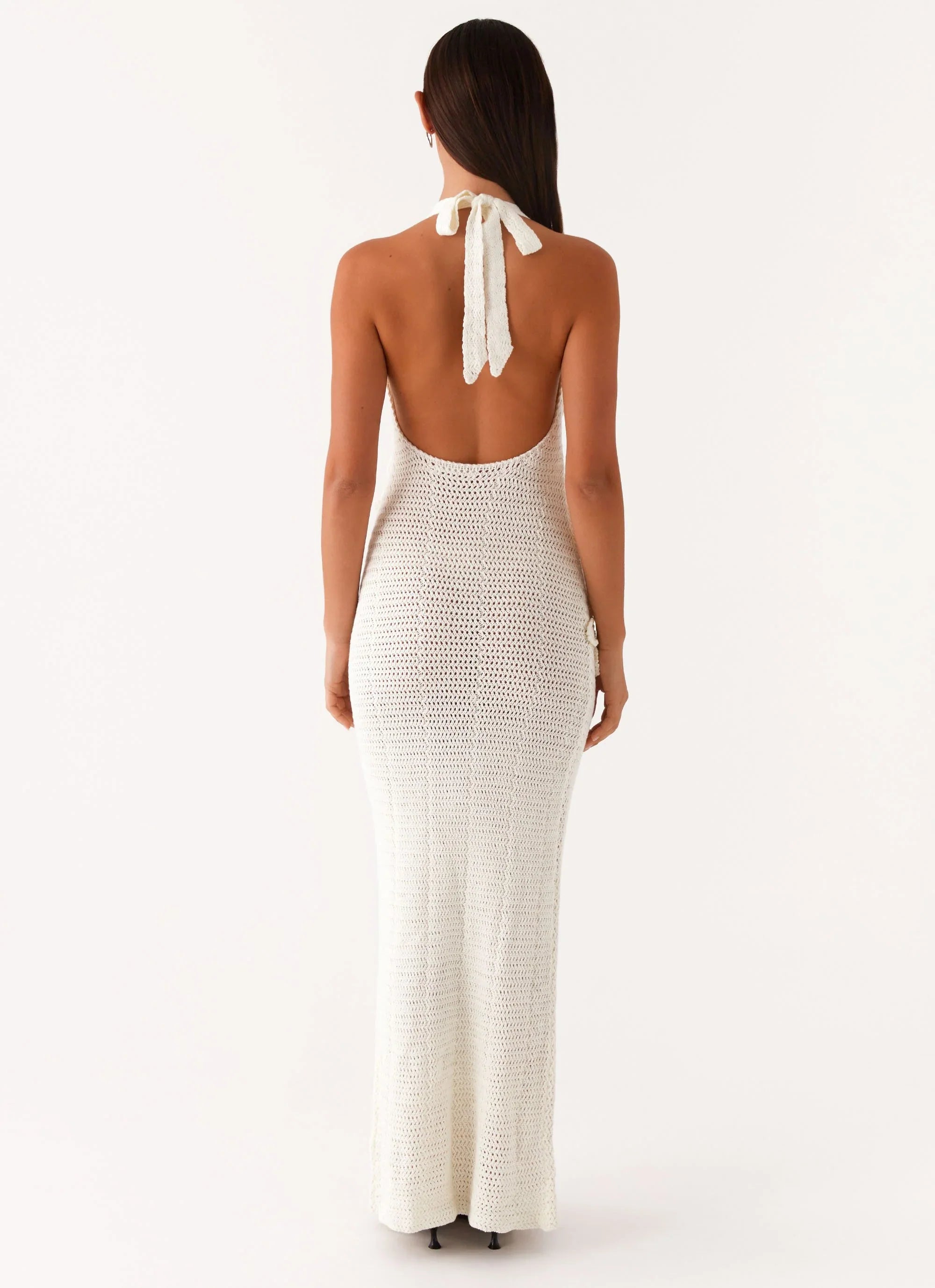 Novalee Flower Crochet Maxi Dress Ivory