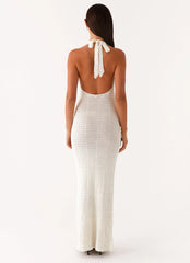 Novalee Flower Crochet Maxi Dress Ivory