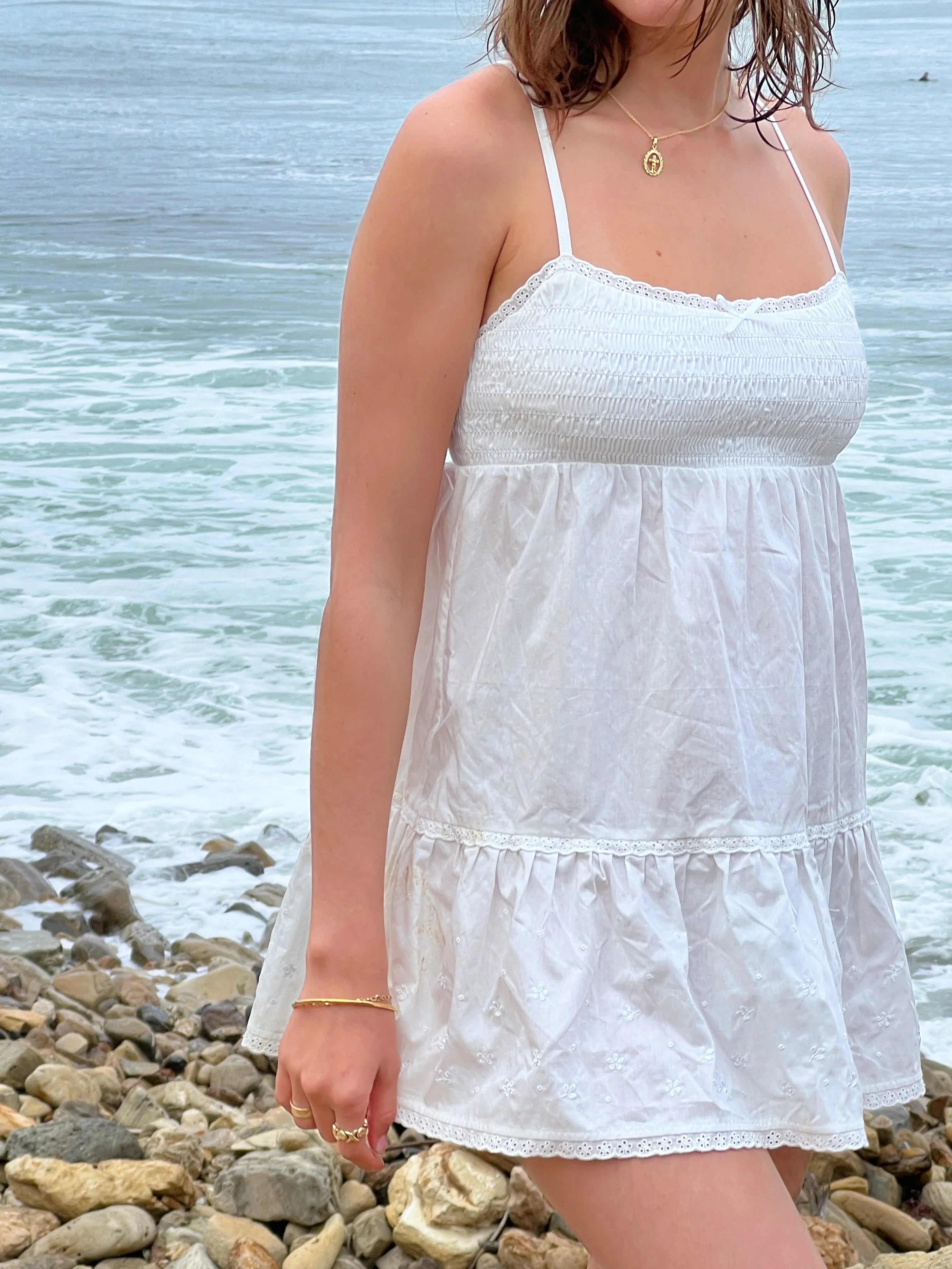 Baby Embroidered Mini Dress White