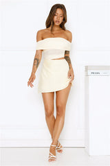 Break The Internet Mesh Off Shoulder Mini Dress Yellow