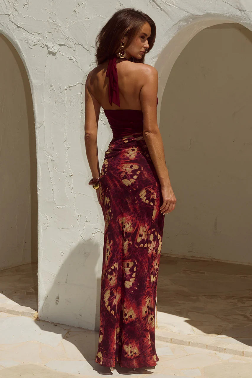 ALEXIS HALTER CUT OUT MAXI DRESS ELIANA RED