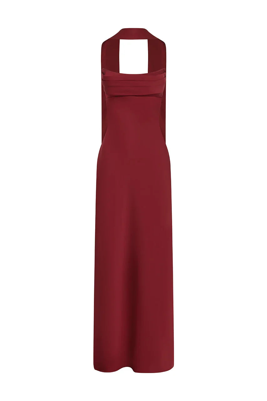 MADELEINE STRAPLESS MAXI DRESS CHERRY