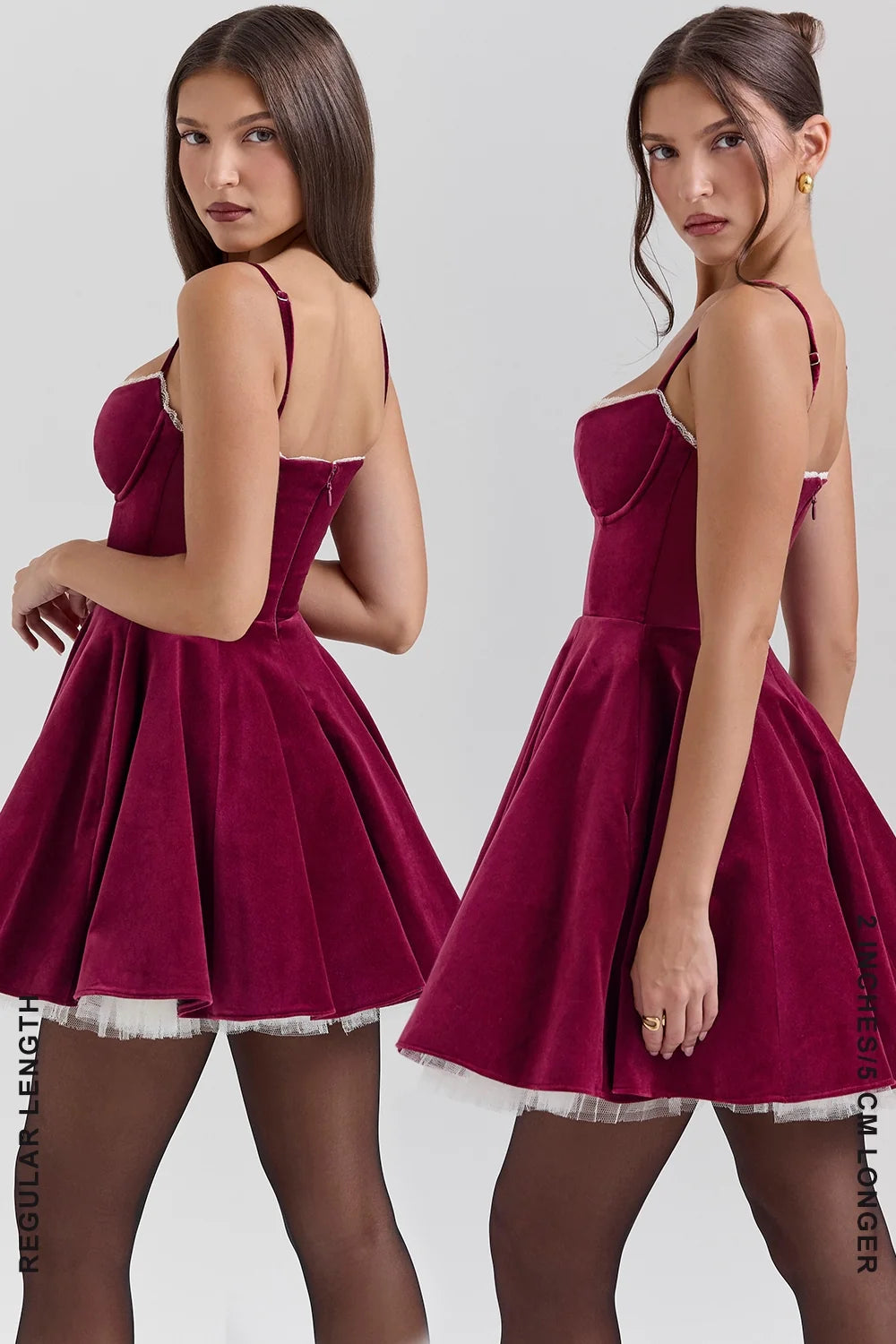 burgundy velvet tulle mini dress
