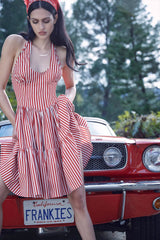 Tulsa Halter Midi Dress Scarlet Stripe