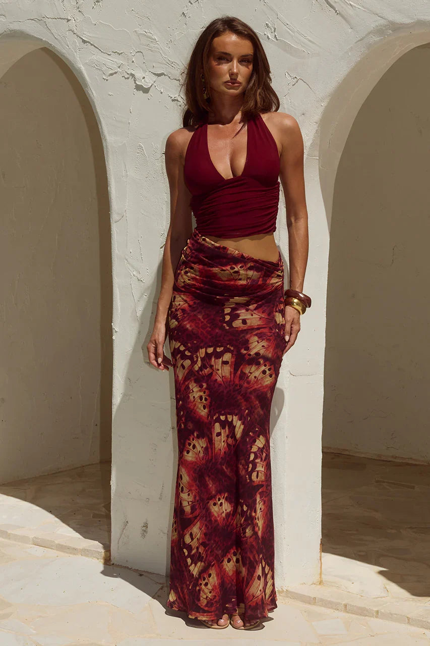 ALEXIS HALTER CUT OUT MAXI DRESS ELIANA RED