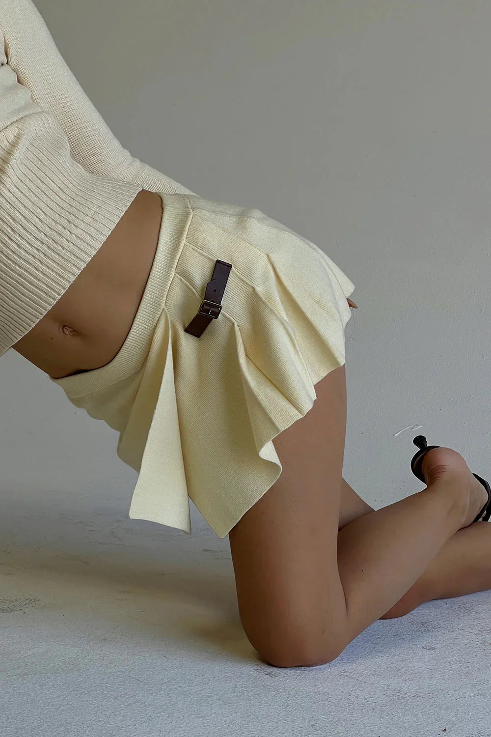 Carver Cloud Knit Pleated Skort French Vanilla