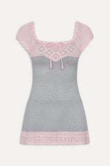 Lover Crochet Knit Mini Dress Pink Flora