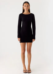 Soft Vision Knit Mini Dress Black