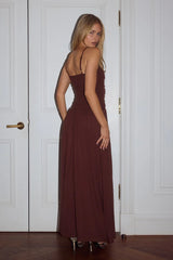 SOL RUCHED MAXI DRESS ESPRESSO
