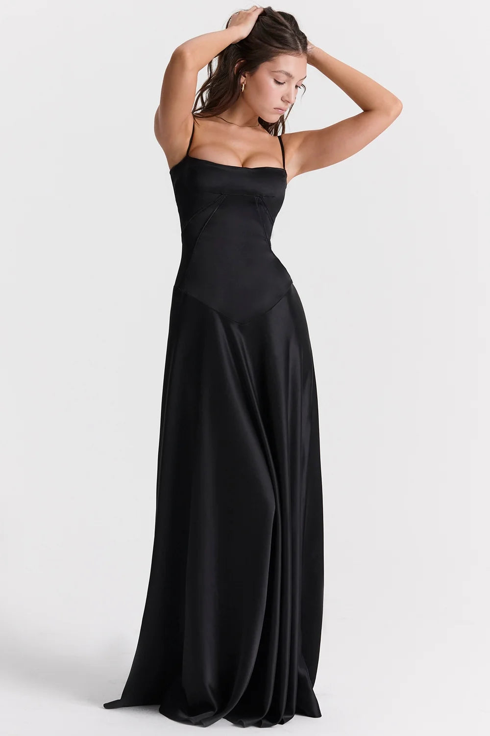 black lace up maxi dress