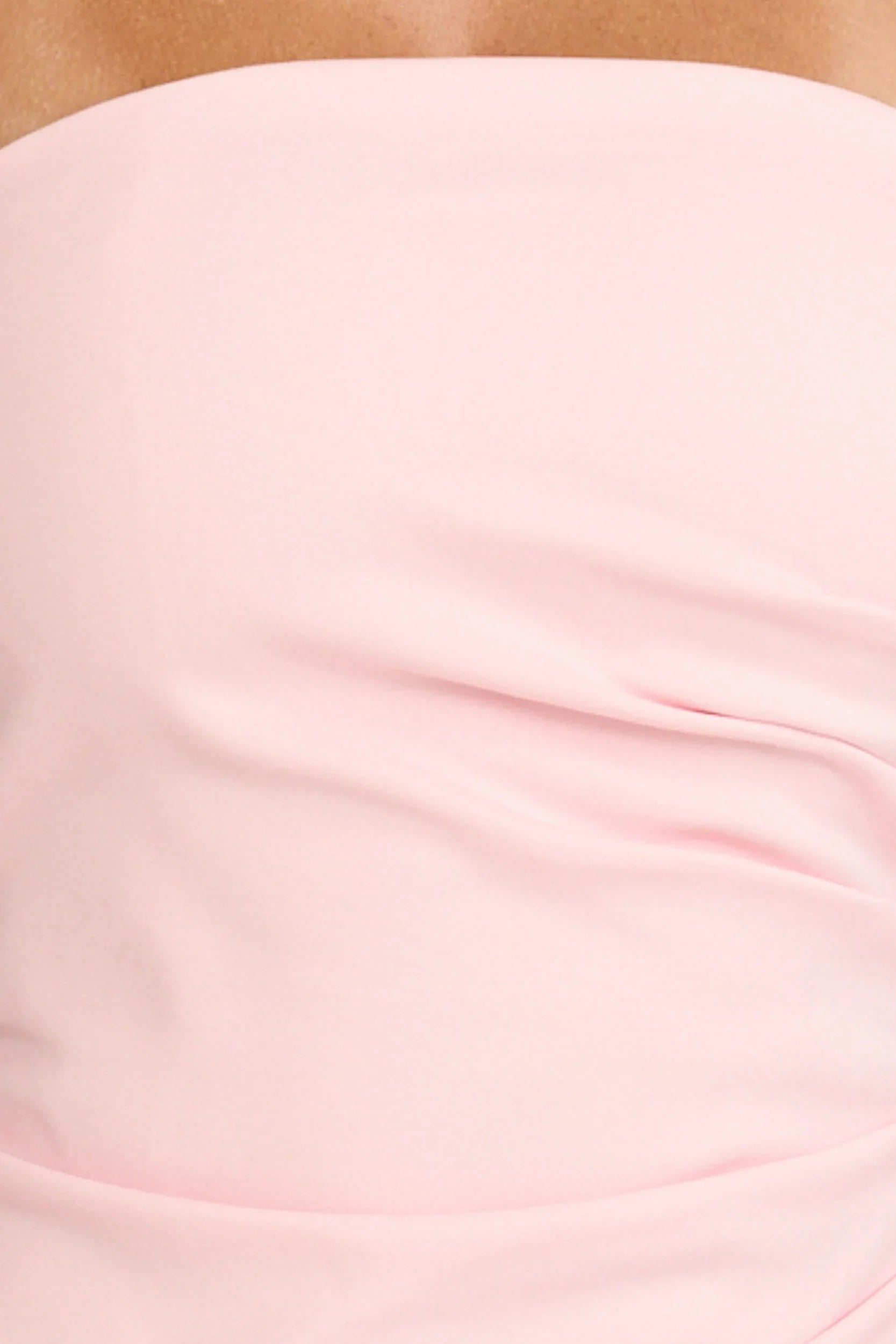 Louisa Maxi Dress Strapless Side Ruched Dropped Waist Fit And Flare Dress in Pink