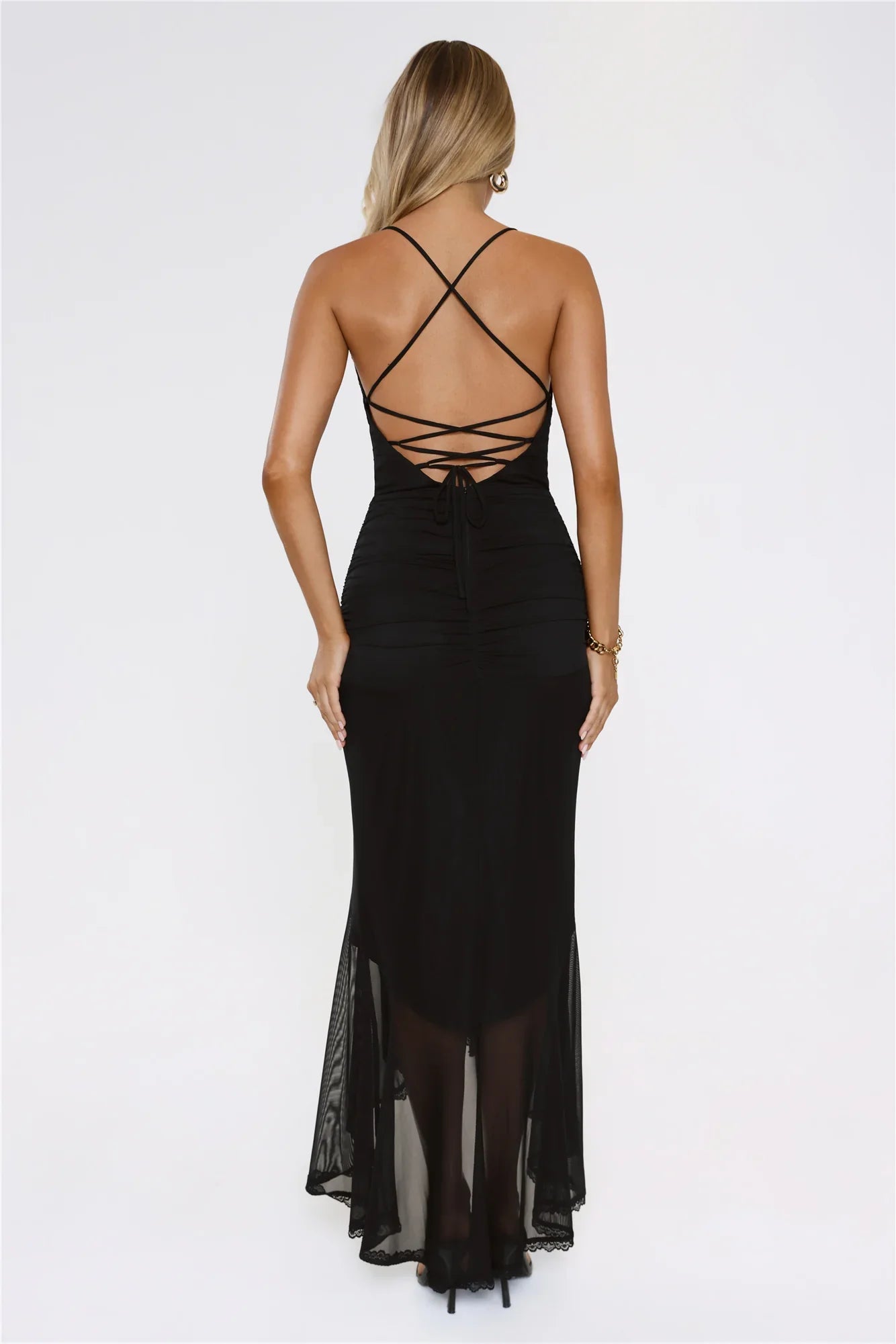 Whispered Dreams Mesh Maxi Dress Black