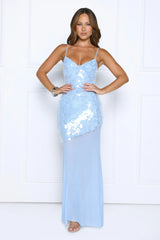 Diamonds At Dusk Sequin Maxi Dress Blue