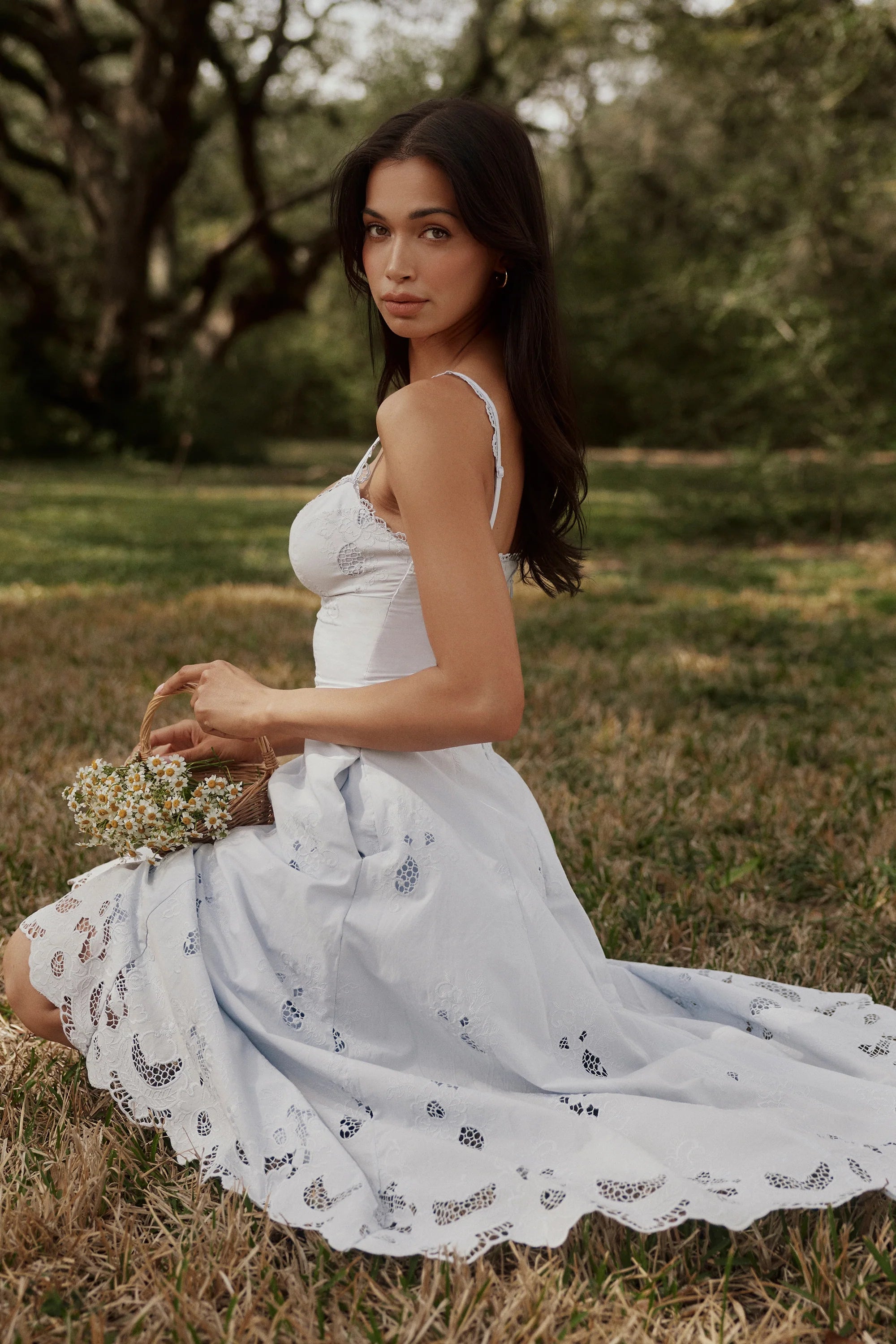 bluebell lace cotton broderie anglais midi sundress