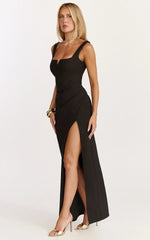 Thelma Maxi Dress Square Neck Bodycon Dress in Black