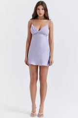 embroidered lavender mini dress