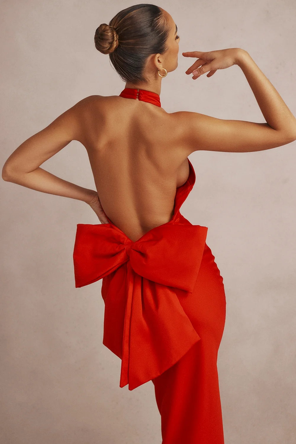 red bow halter dress
