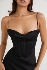 black corset maxi dress