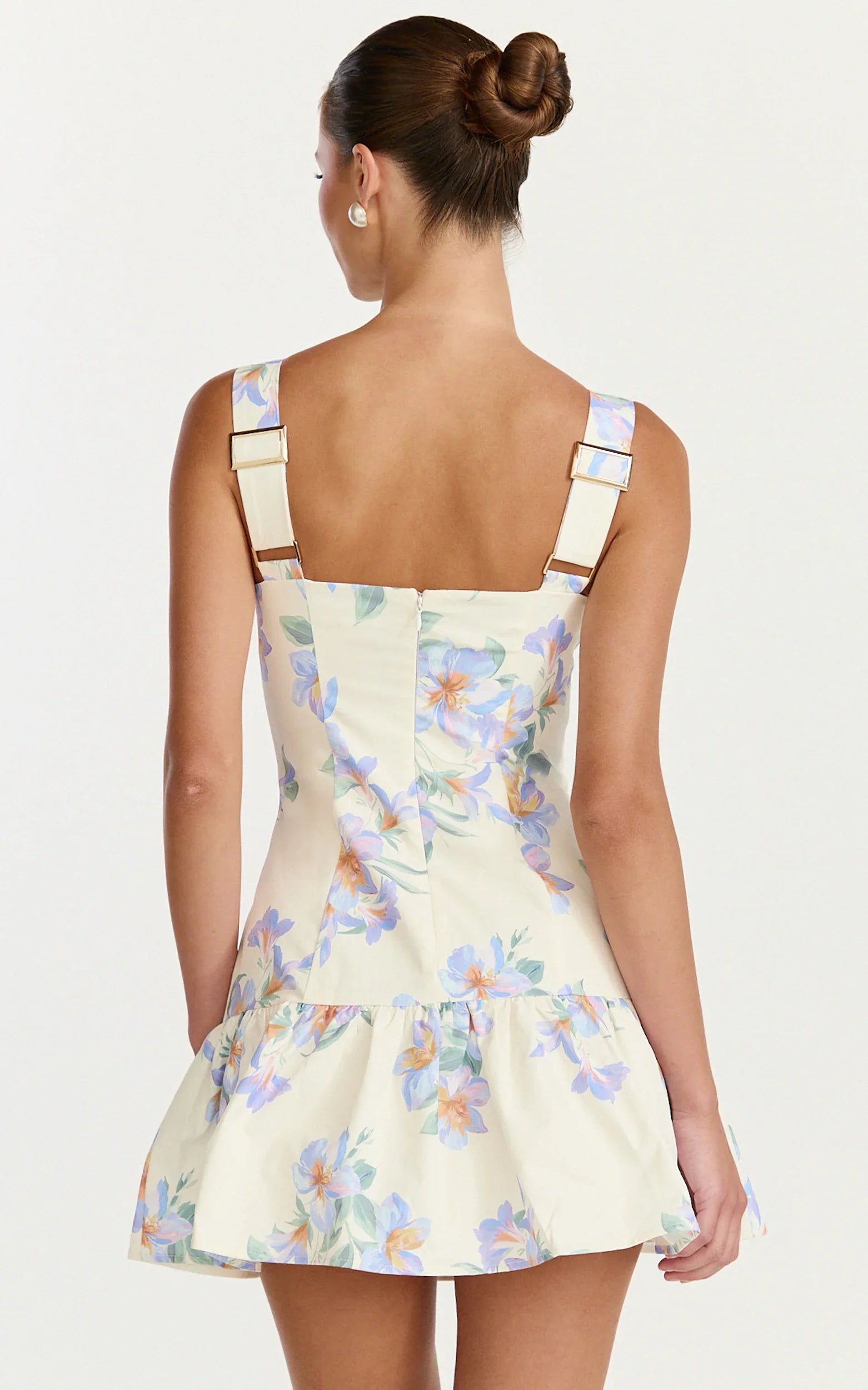 Astra Mini Dress Balconette Bodice Drop Waist Dress in Astra Posey Floral Print