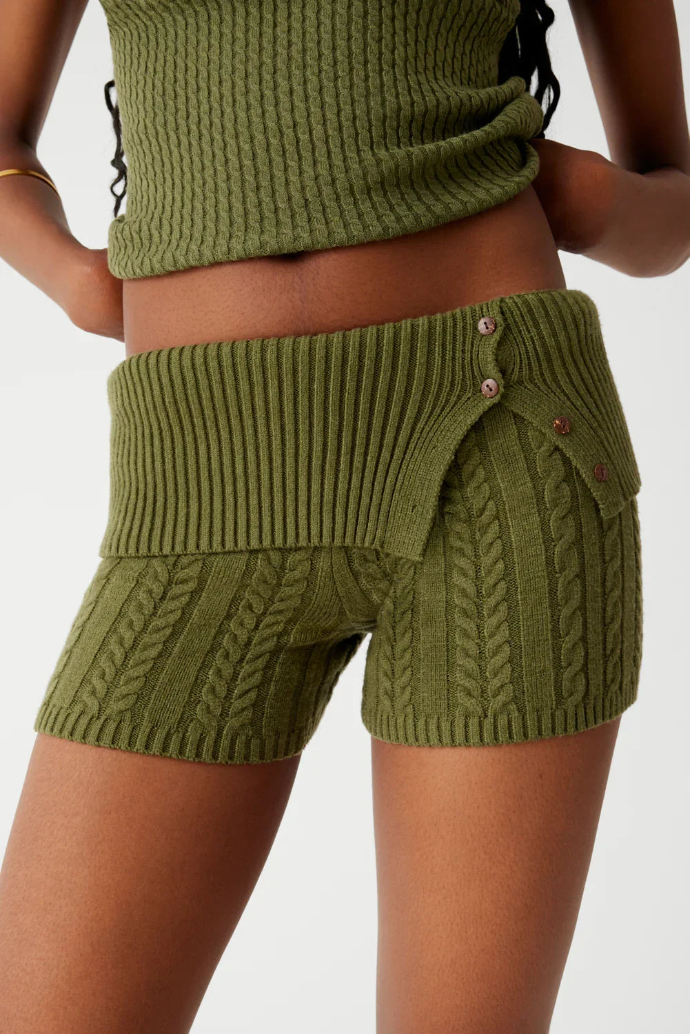 Nolan Cable Cloud Knit Mini Short Jade Green