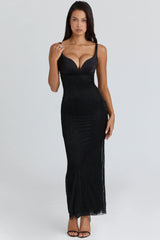 black hand beaded embellished maxi dress limited edition