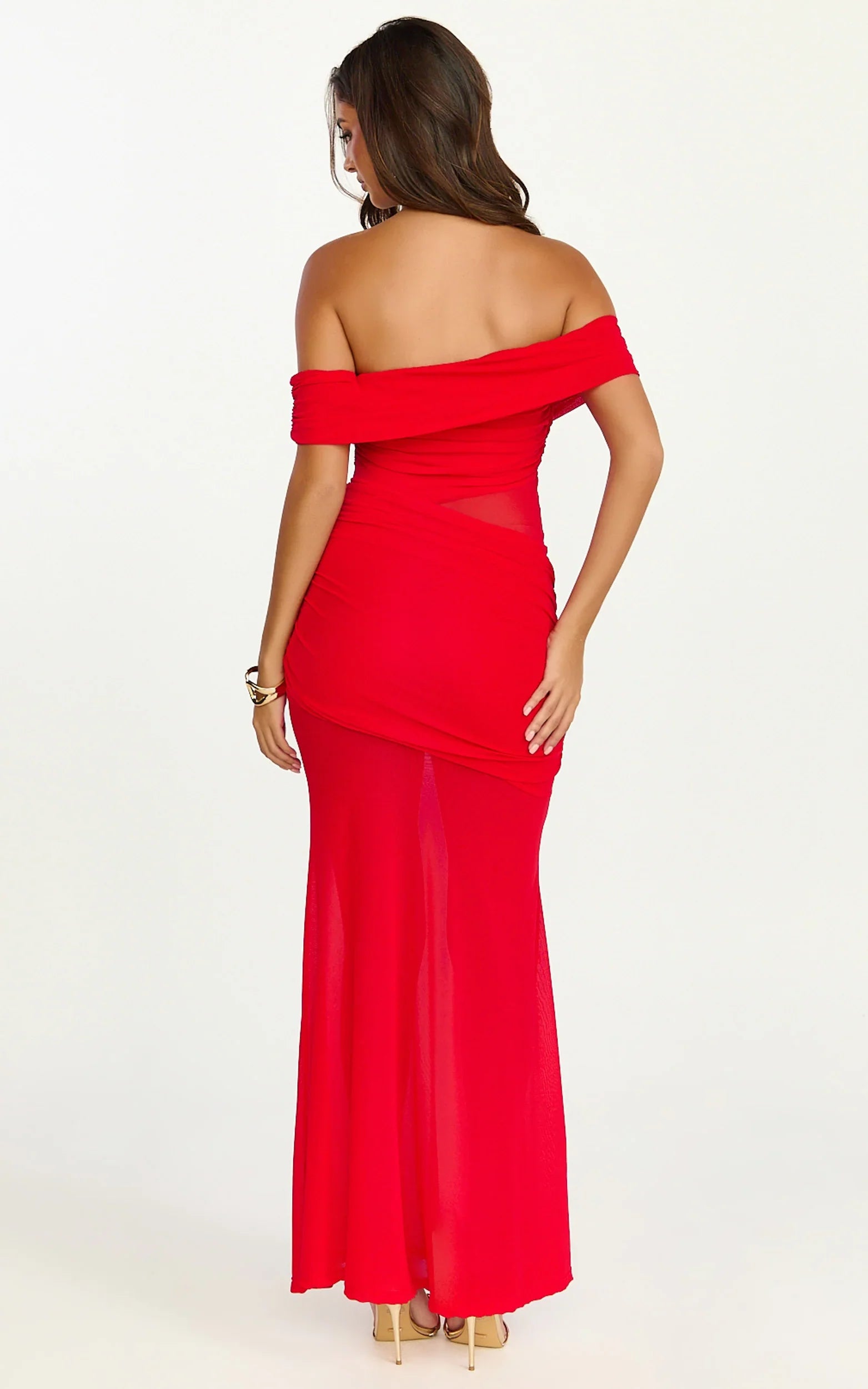 Victoria Maxi Dress Off Folder Fit and Flare Dress in Red
