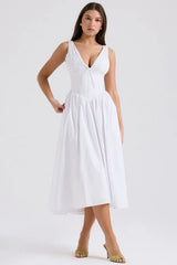 white cotton corset sundress