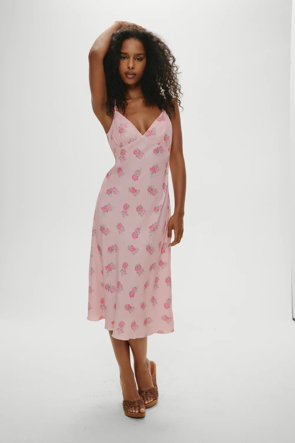 Gem Floral Midi Dress Fresh Rose