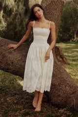 white custom lace cotton midi sundress