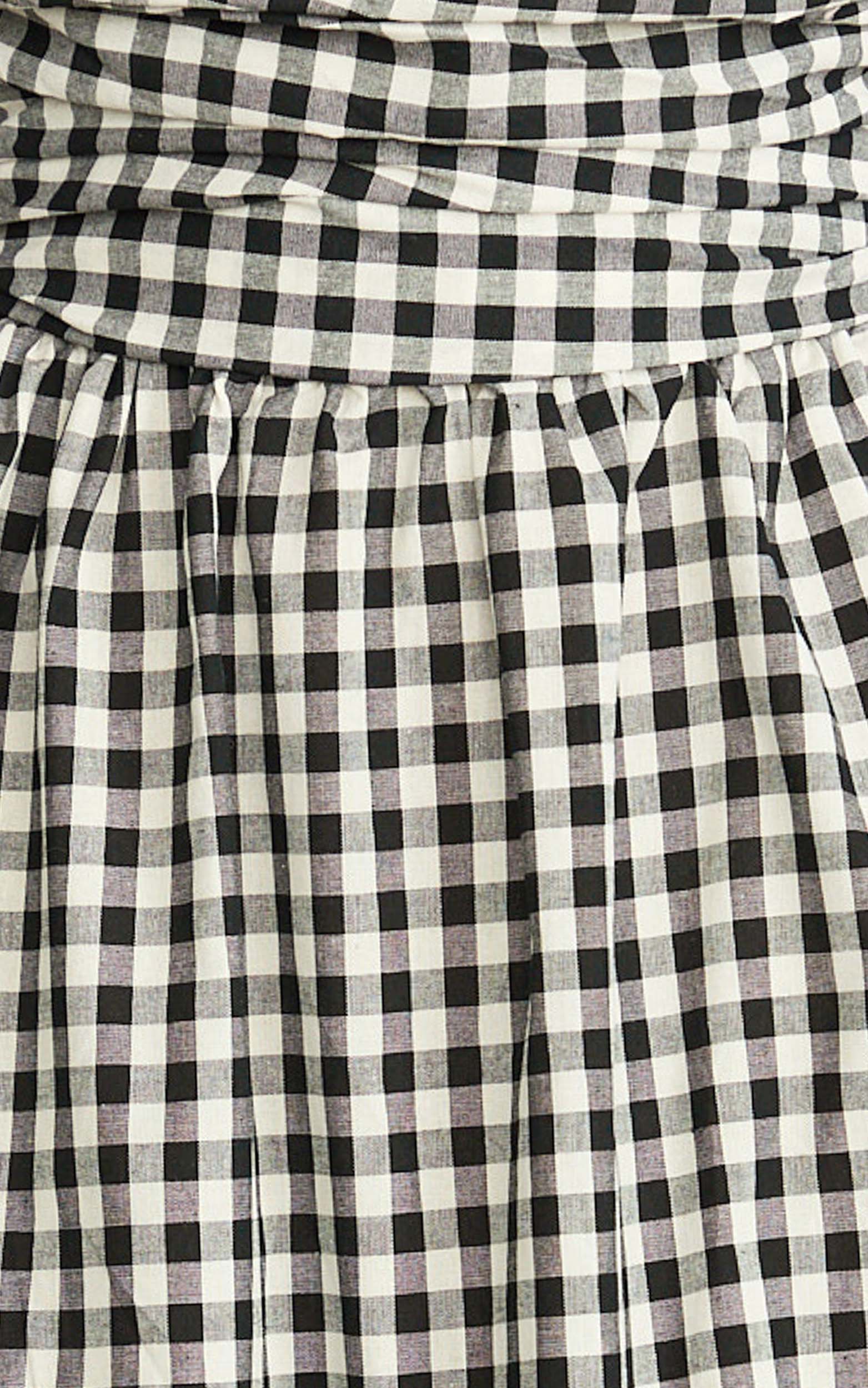 Polly Midi Dress Strapless Ruched Dress in Black Check