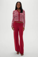 Lenon Button Up Knit Sweater Collegiate Stripe