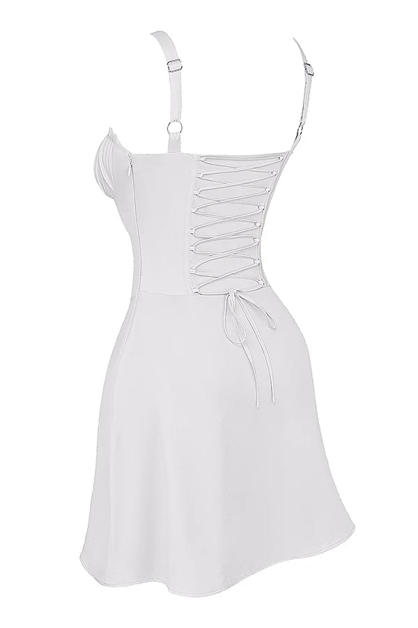 white corset mini dress